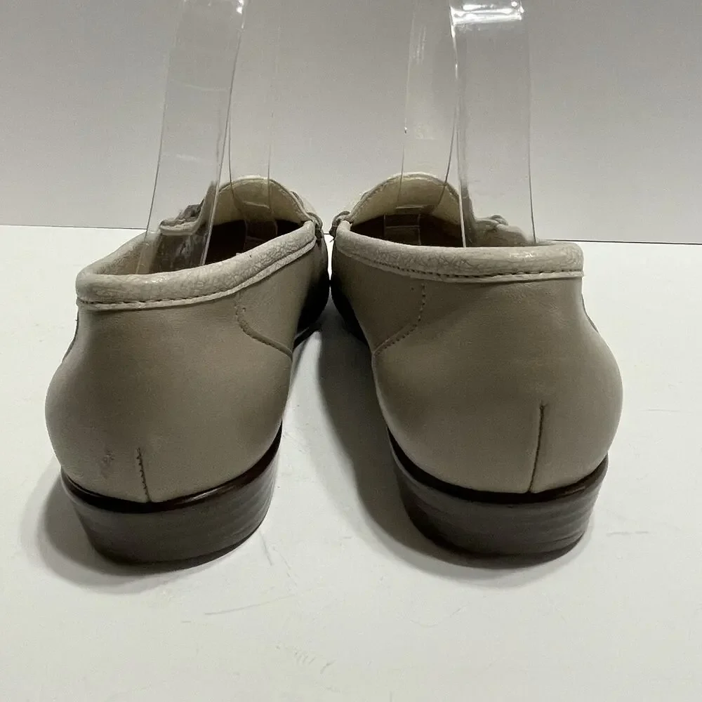 SAS METRO Horsebit Loafer Womens 9M Taupe Beige Leather TriPad Comfort Shoes EUC